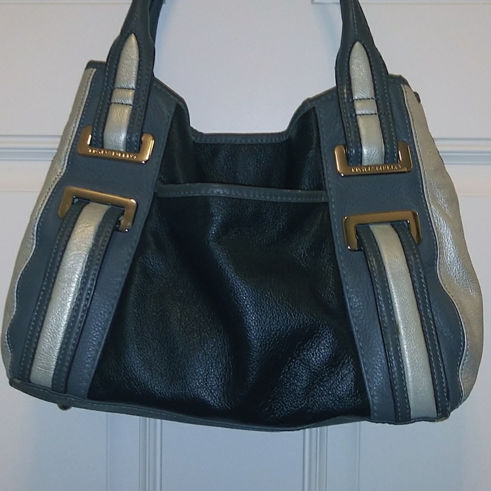 Black, Silver & Gray Leather Purse